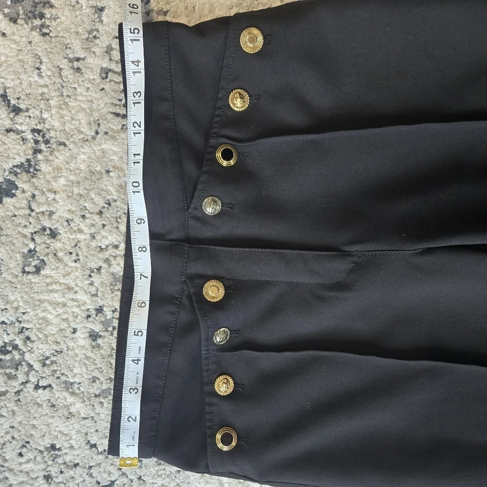 ZARA Black Flared Dress pants With Gold Buttons Size USA Medium
